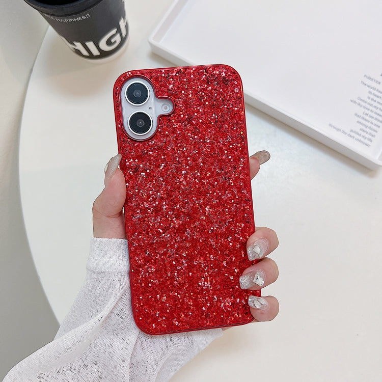 For iPhone 16 Plus Glitter Powder Shockproof TPU Phone Case(Red) by buy2fix