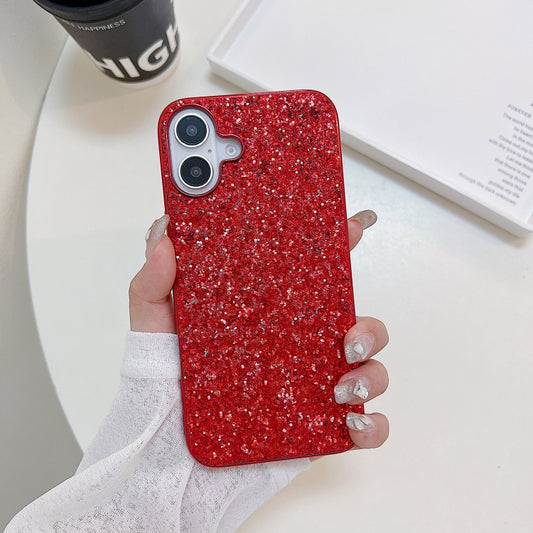 For iPhone 16 Plus Glitter Powder Shockproof TPU Phone Case(Red) by buy2fix