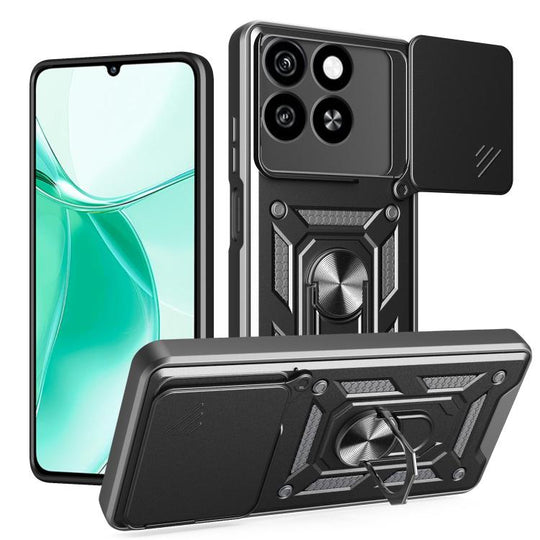For ZTE Blade A35 4G / A55 4G Sliding Camera Cover Design TPU+PC Phone Case(Black)