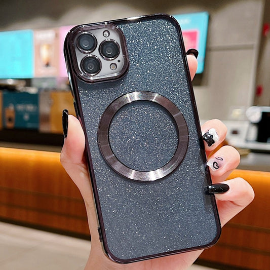 For iPhone 16 Pro Electroplating Pure Color Glitter Powder MagSafe Phone Case(Black) by buy2fix