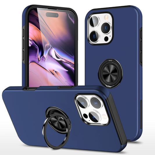 For iPhone 16 Pro Max PC + TPU Magnetic Phone Case with Invisible Ring Holder(Navy Blue) by buy2fix