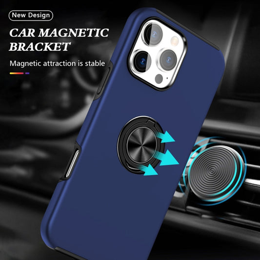 For iPhone 16 Pro Max PC + TPU Magnetic Phone Case with Invisible Ring Holder(Navy Blue) by buy2fix