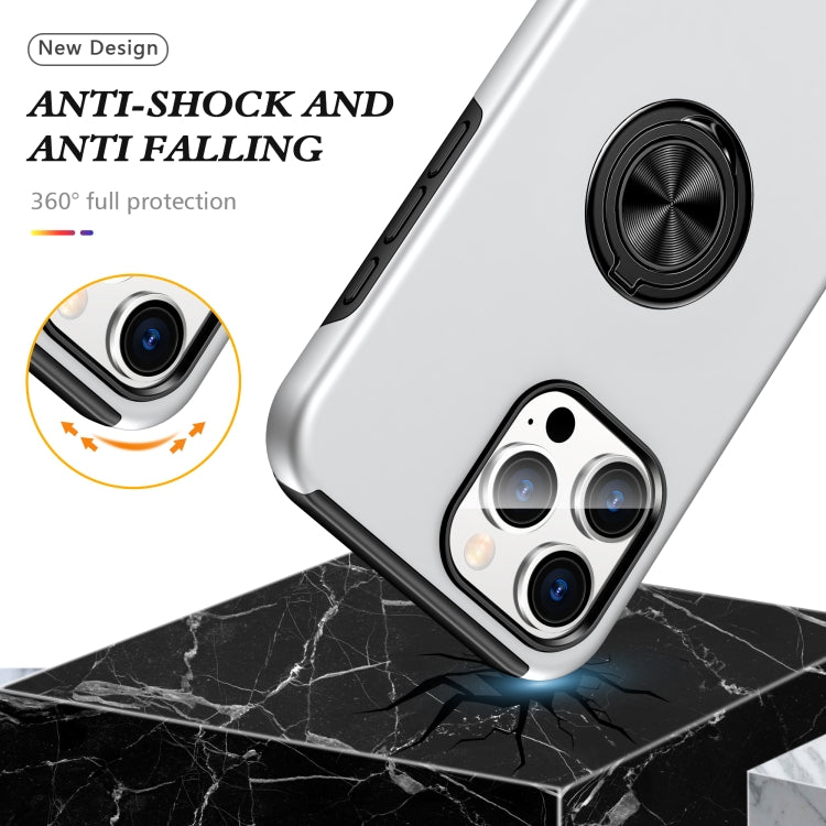 For iPhone 16 Pro PC + TPU Magnetic Phone Case with Invisible Ring Holder(Silver) by buy2fix