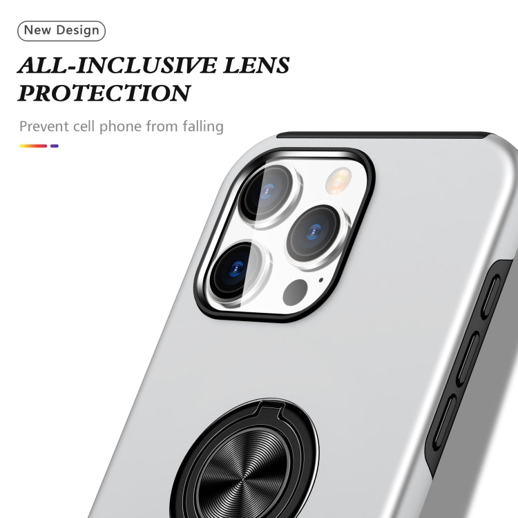 For iPhone 16 Pro PC + TPU Magnetic Phone Case with Invisible Ring Holder(Silver) by buy2fix