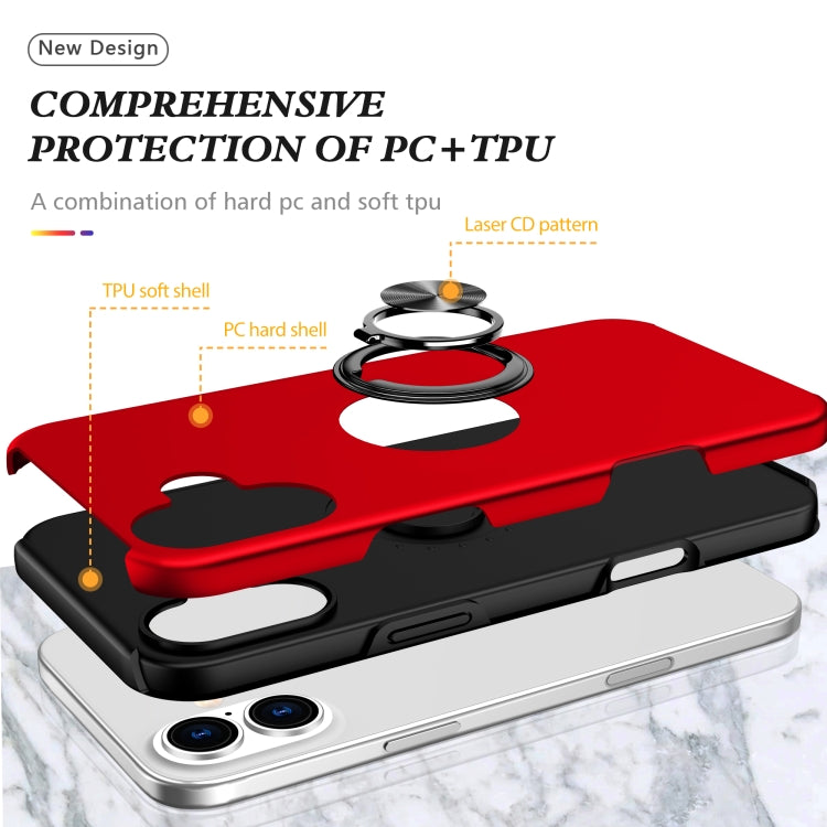 For iPhone 16 Plus PC + TPU Magnetic Phone Case with Invisible Ring Holder(Red) - iPhone 16 Plus Cases by buy2fix | Online Shopping UK | buy2fix