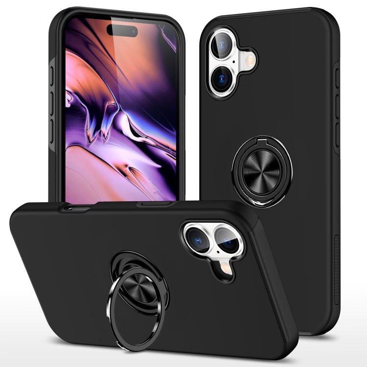 For iPhone 16 PC + TPU Magnetic Phone Case with Invisible Ring Holder(Black) - iPhone 16 Cases by buy2fix | Online Shopping UK | buy2fix