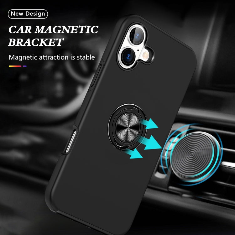 For iPhone 16 PC + TPU Magnetic Phone Case with Invisible Ring Holder(Black) - iPhone 16 Cases by buy2fix | Online Shopping UK | buy2fix