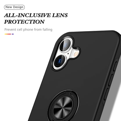 For iPhone 16 PC + TPU Magnetic Phone Case with Invisible Ring Holder(Black) - iPhone 16 Cases by buy2fix | Online Shopping UK | buy2fix