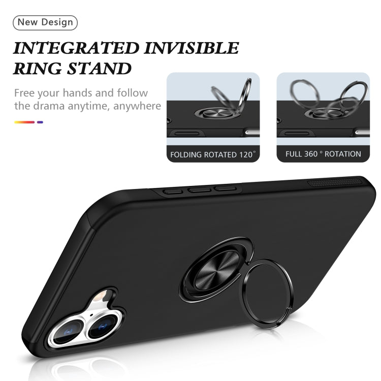 For iPhone 16 PC + TPU Magnetic Phone Case with Invisible Ring Holder(Black) - iPhone 16 Cases by buy2fix | Online Shopping UK | buy2fix