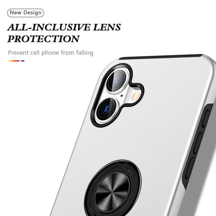 For iPhone 16 PC + TPU Magnetic Phone Case with Invisible Ring Holder(Silver) - iPhone 16 Cases by buy2fix | Online Shopping UK | buy2fix