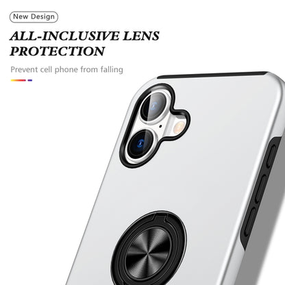 For iPhone 16 PC + TPU Magnetic Phone Case with Invisible Ring Holder(Silver) - iPhone 16 Cases by buy2fix | Online Shopping UK | buy2fix
