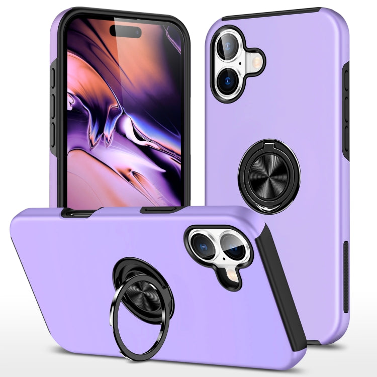 For iPhone 16 PC + TPU Magnetic Phone Case with Invisible Ring Holder(Purple) - iPhone 16 Cases by buy2fix | Online Shopping UK | buy2fix