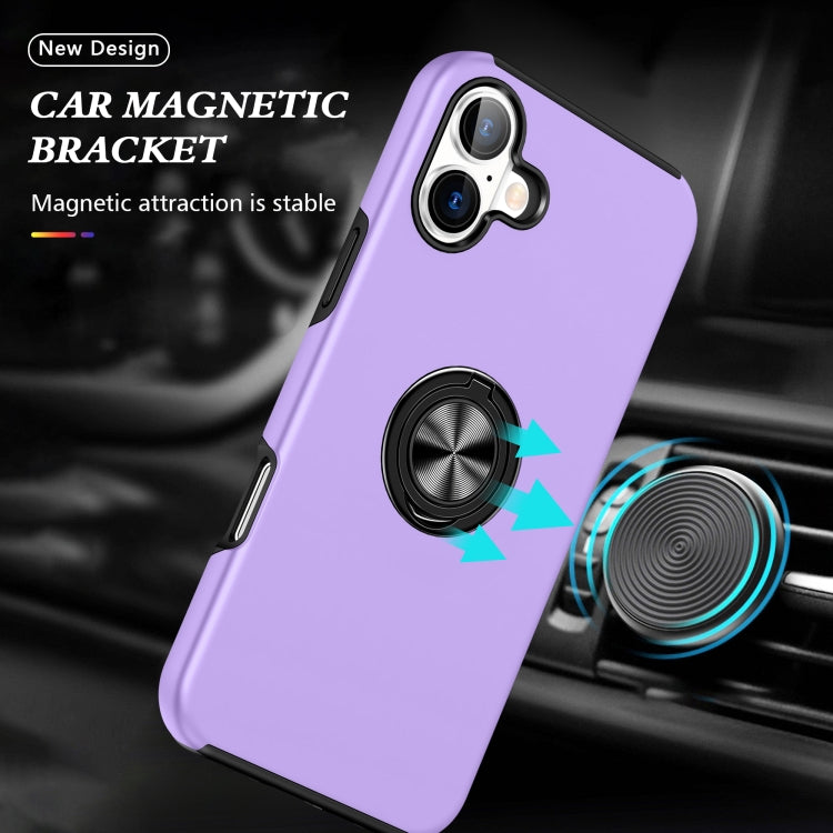 For iPhone 16 PC + TPU Magnetic Phone Case with Invisible Ring Holder(Purple) - iPhone 16 Cases by buy2fix | Online Shopping UK | buy2fix