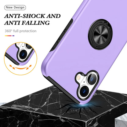 For iPhone 16 PC + TPU Magnetic Phone Case with Invisible Ring Holder(Purple) - iPhone 16 Cases by buy2fix | Online Shopping UK | buy2fix
