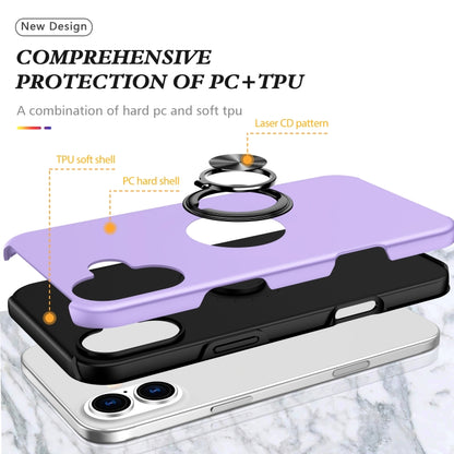 For iPhone 16 PC + TPU Magnetic Phone Case with Invisible Ring Holder(Purple) - iPhone 16 Cases by buy2fix | Online Shopping UK | buy2fix