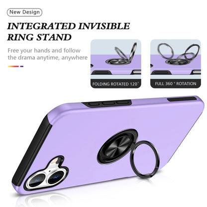 For iPhone 16 PC + TPU Magnetic Phone Case with Invisible Ring Holder(Purple) - iPhone 16 Cases by buy2fix | Online Shopping UK | buy2fix