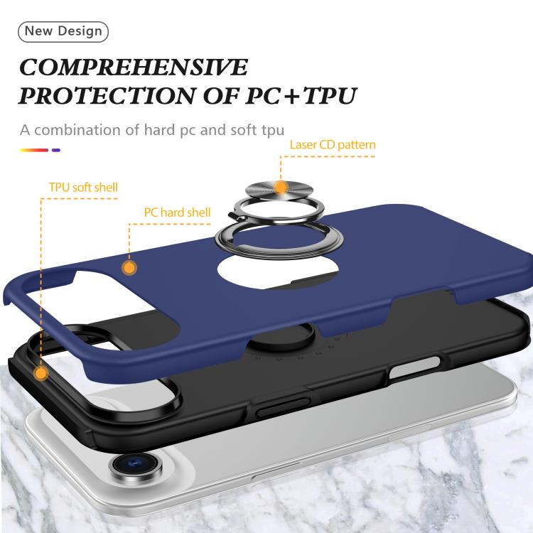 For iPhone Air PC + TPU Magnetic Phone Case with Invisible Ring Holder(Navy Blue) - iPhone Air Cases by buy2fix | Online Shopping UK | buy2fix