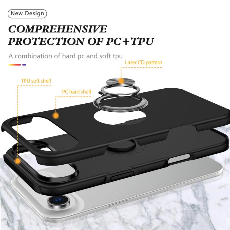 For iPhone Air PC + TPU Magnetic Phone Case with Invisible Ring Holder(Black) - iPhone Air Cases by buy2fix | Online Shopping UK | buy2fix