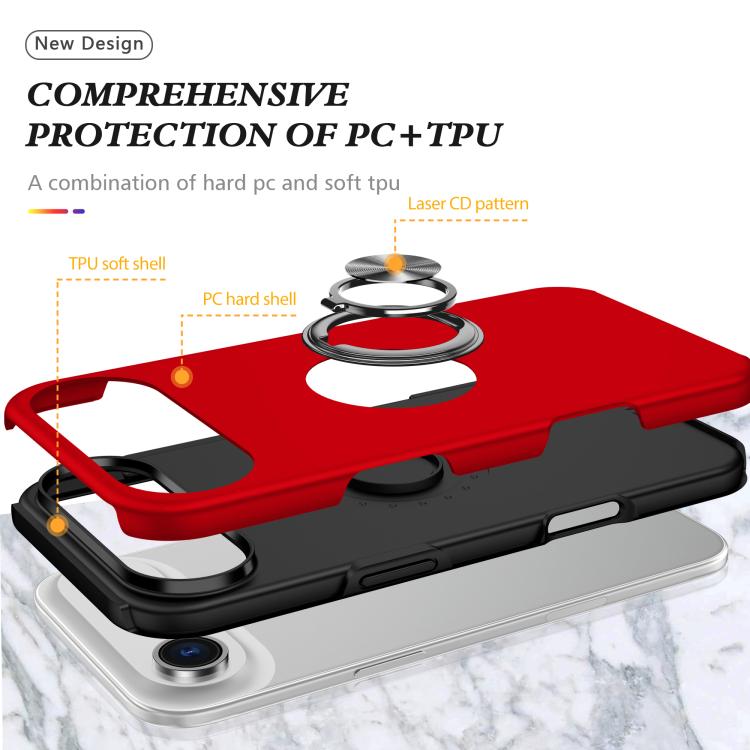 For iPhone Air PC + TPU Magnetic Phone Case with Invisible Ring Holder(Red) - iPhone Air Cases by buy2fix | Online Shopping UK | buy2fix