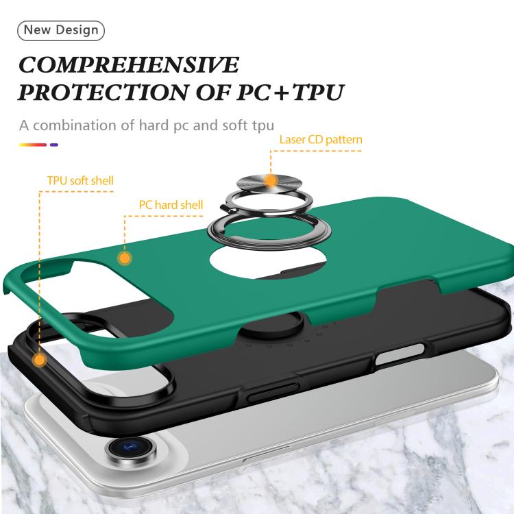 For iPhone Air PC + TPU Magnetic Phone Case with Invisible Ring Holder(Dark Green) - iPhone Air Cases by buy2fix | Online Shopping UK | buy2fix