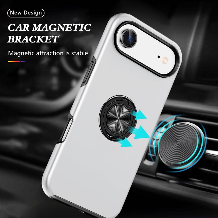 For iPhone Air PC + TPU Magnetic Phone Case with Invisible Ring Holder(Silver) - iPhone Air Cases by buy2fix | Online Shopping UK | buy2fix