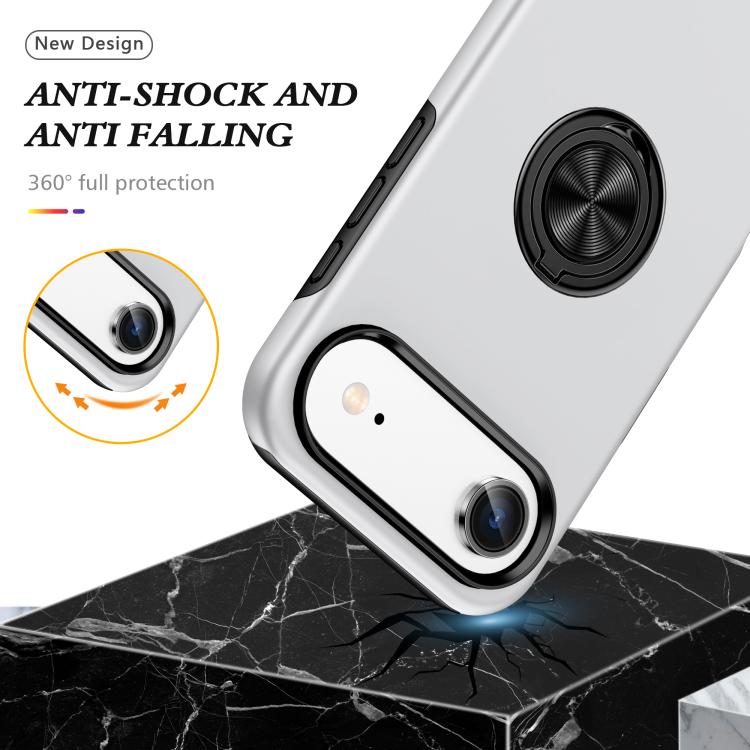 For iPhone Air PC + TPU Magnetic Phone Case with Invisible Ring Holder(Silver) - iPhone Air Cases by buy2fix | Online Shopping UK | buy2fix
