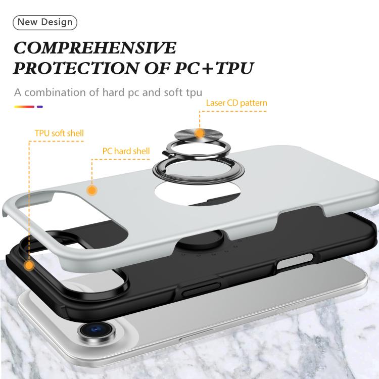 For iPhone Air PC + TPU Magnetic Phone Case with Invisible Ring Holder(Silver) - iPhone Air Cases by buy2fix | Online Shopping UK | buy2fix