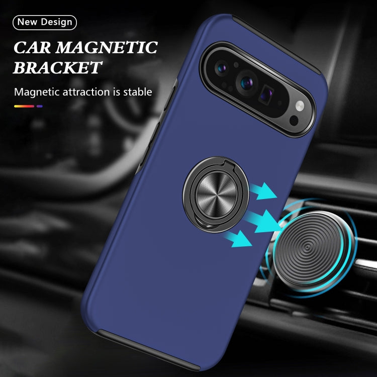 For Google Pixel 9 Pro PC + TPU Magnetic Phone Case with Invisible Ring Holder(Navy Blue) by buy2fix