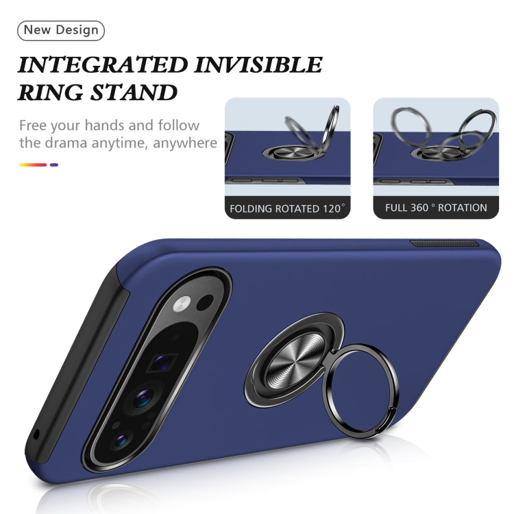For Google Pixel 9 Pro PC + TPU Magnetic Phone Case with Invisible Ring Holder(Navy Blue) by buy2fix