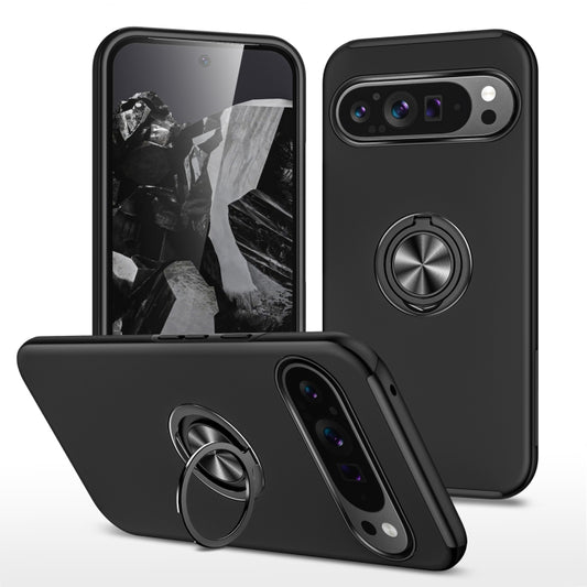 For Google Pixel 9 Pro PC + TPU Magnetic Phone Case with Invisible Ring Holder(Black) by buy2fix