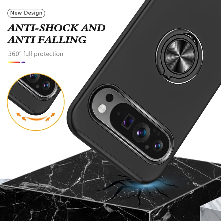 For Google Pixel 9 Pro PC + TPU Magnetic Phone Case with Invisible Ring Holder(Black) by buy2fix