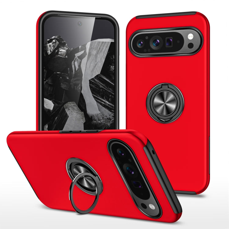 For Google Pixel 9 Pro PC + TPU Magnetic Phone Case with Invisible Ring Holder(Red) by buy2fix