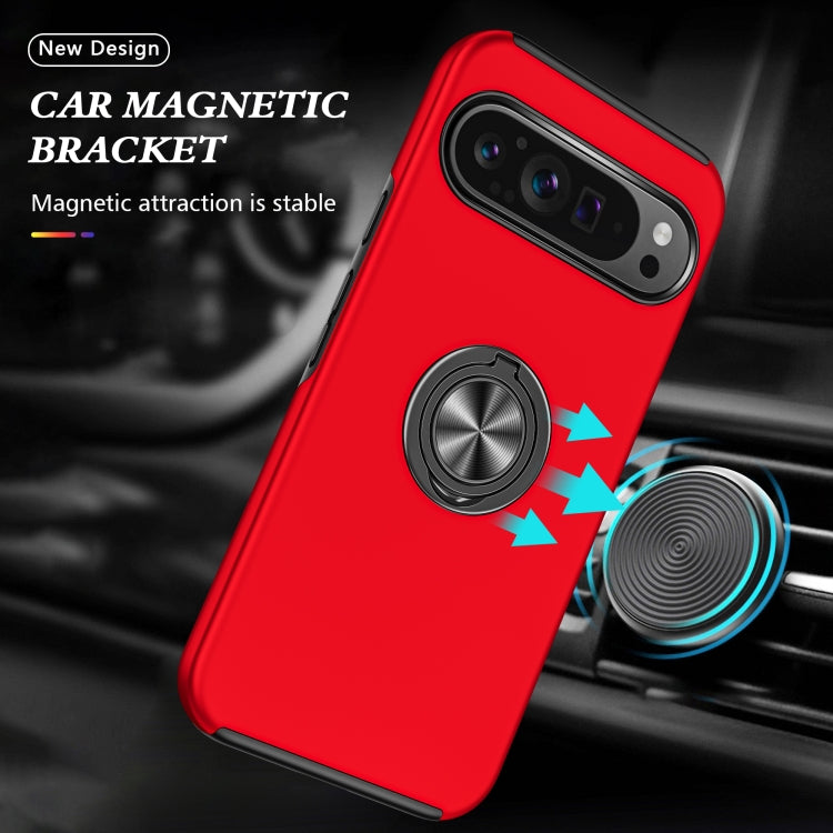 For Google Pixel 9 Pro PC + TPU Magnetic Phone Case with Invisible Ring Holder(Red) by buy2fix