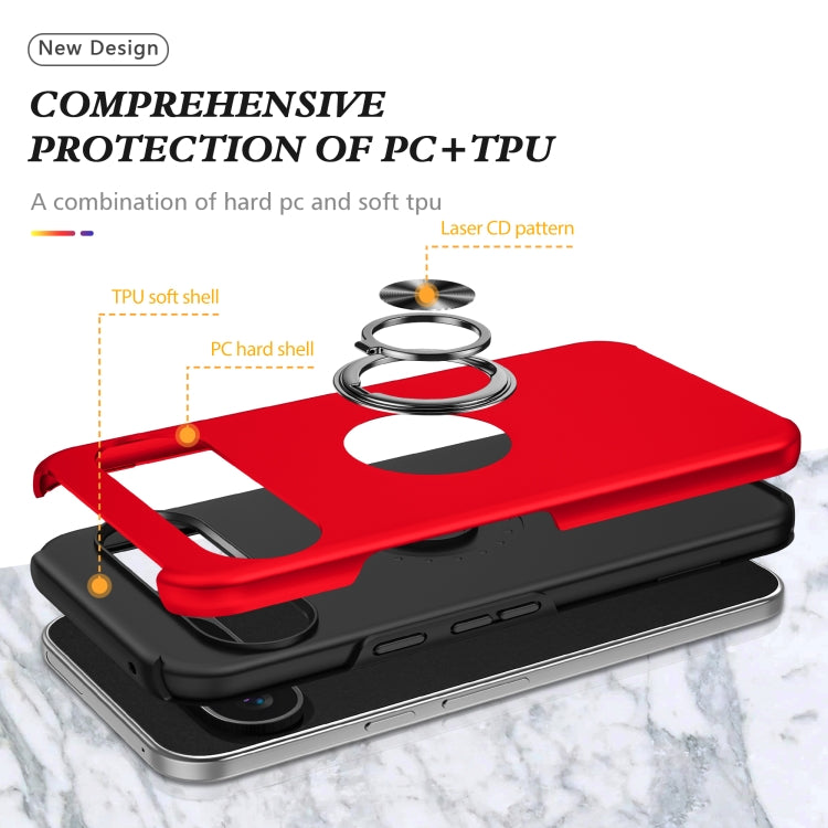 For Google Pixel 9 Pro PC + TPU Magnetic Phone Case with Invisible Ring Holder(Red) by buy2fix