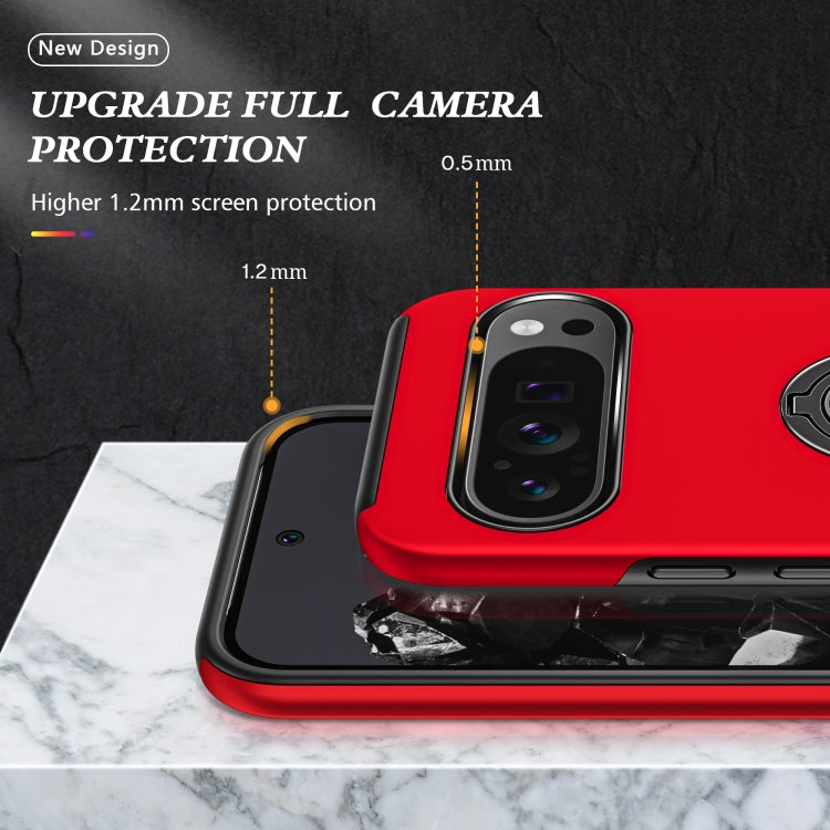 For Google Pixel 9 Pro PC + TPU Magnetic Phone Case with Invisible Ring Holder(Red) by buy2fix
