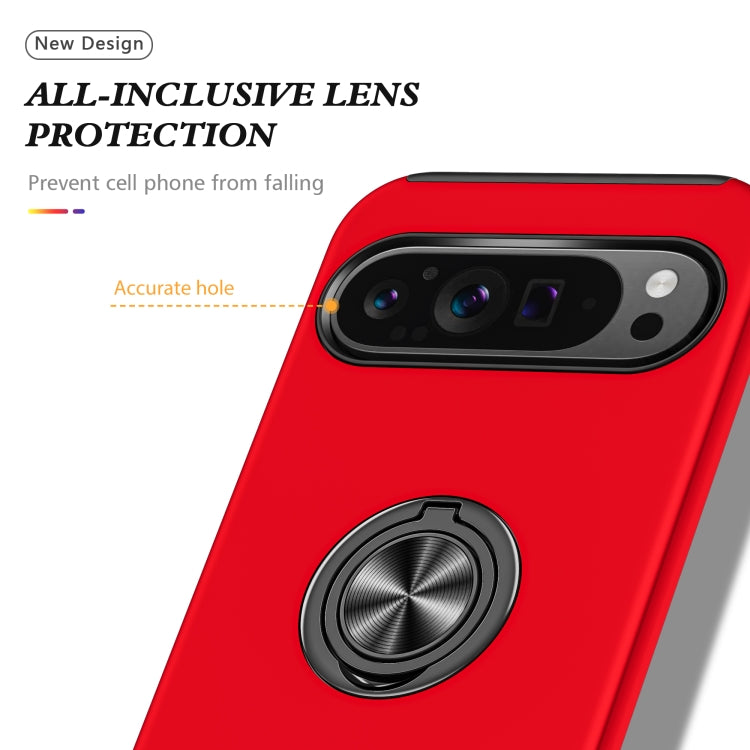 For Google Pixel 9 Pro PC + TPU Magnetic Phone Case with Invisible Ring Holder(Red) by buy2fix