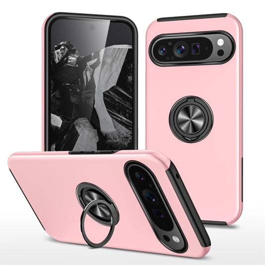 For Google Pixel 9 Pro PC + TPU Magnetic Phone Case with Invisible Ring Holder(Rose Gold) by buy2fix