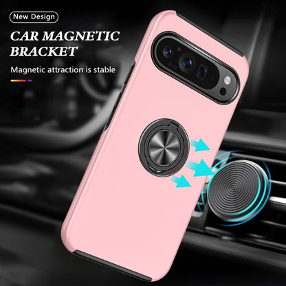 For Google Pixel 9 Pro PC + TPU Magnetic Phone Case with Invisible Ring Holder(Rose Gold) by buy2fix
