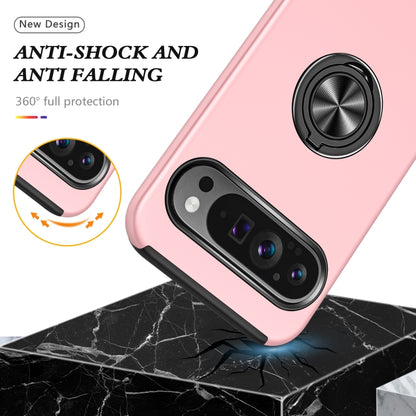 For Google Pixel 9 Pro PC + TPU Magnetic Phone Case with Invisible Ring Holder(Rose Gold) by buy2fix