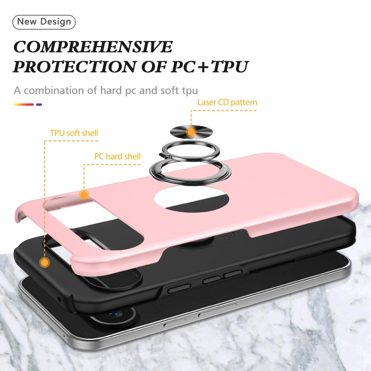 For Google Pixel 9 Pro PC + TPU Magnetic Phone Case with Invisible Ring Holder(Rose Gold) by buy2fix