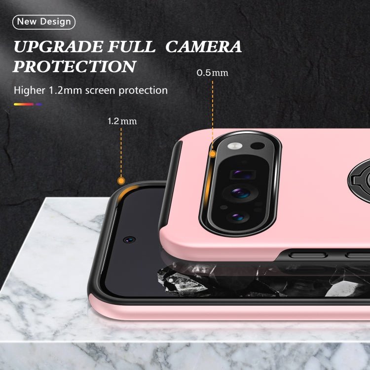 For Google Pixel 9 Pro PC + TPU Magnetic Phone Case with Invisible Ring Holder(Rose Gold) by buy2fix