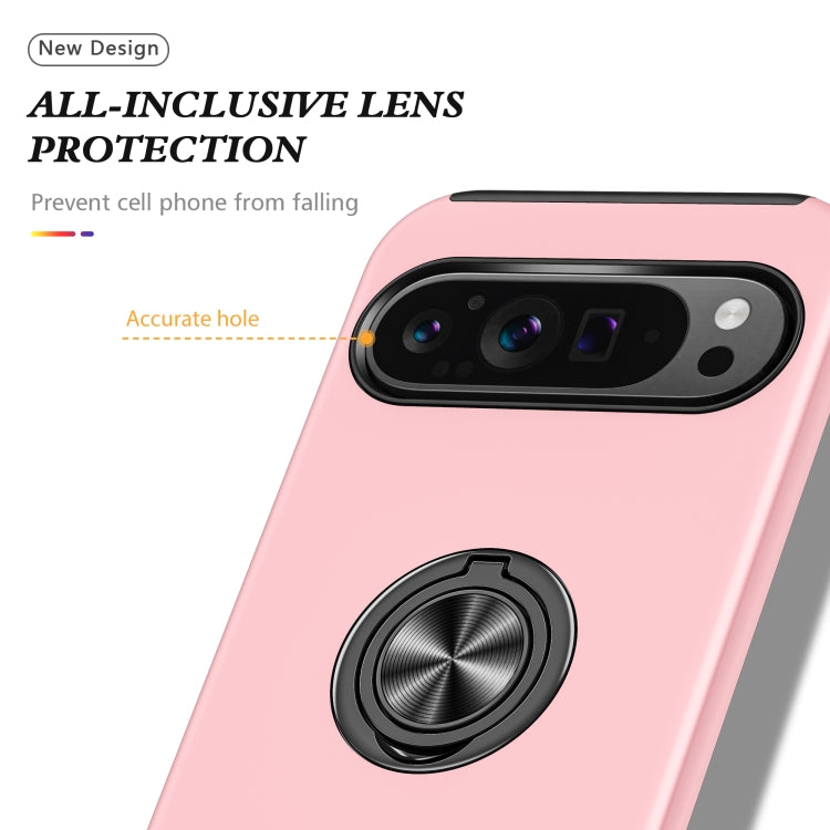 For Google Pixel 9 Pro PC + TPU Magnetic Phone Case with Invisible Ring Holder(Rose Gold) by buy2fix
