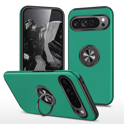 For Google Pixel 9 Pro PC + TPU Magnetic Phone Case with Invisible Ring Holder(Dark Green) by buy2fix