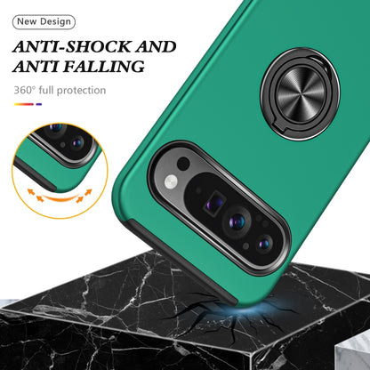 For Google Pixel 9 Pro PC + TPU Magnetic Phone Case with Invisible Ring Holder(Dark Green) by buy2fix