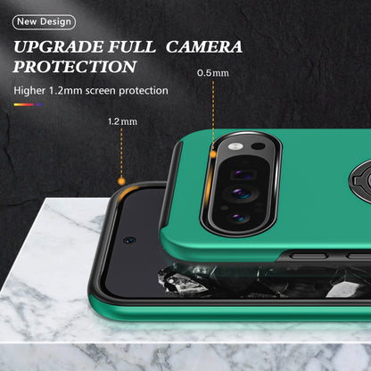 For Google Pixel 9 Pro PC + TPU Magnetic Phone Case with Invisible Ring Holder(Dark Green) by buy2fix