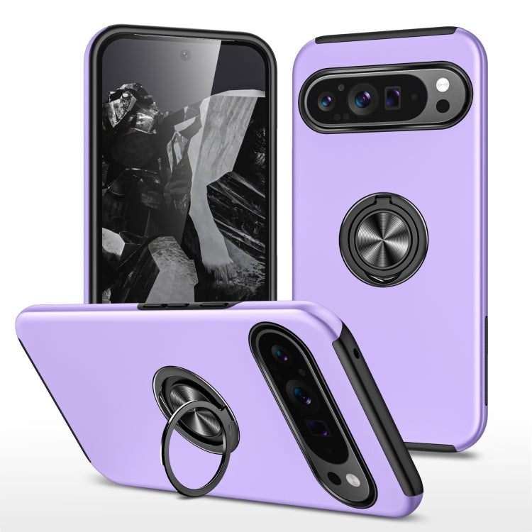 For Google Pixel 9 Pro PC + TPU Magnetic Phone Case with Invisible Ring Holder(Purple) by buy2fix
