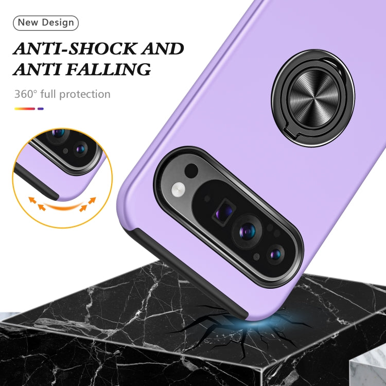 For Google Pixel 9 Pro PC + TPU Magnetic Phone Case with Invisible Ring Holder(Purple) by buy2fix