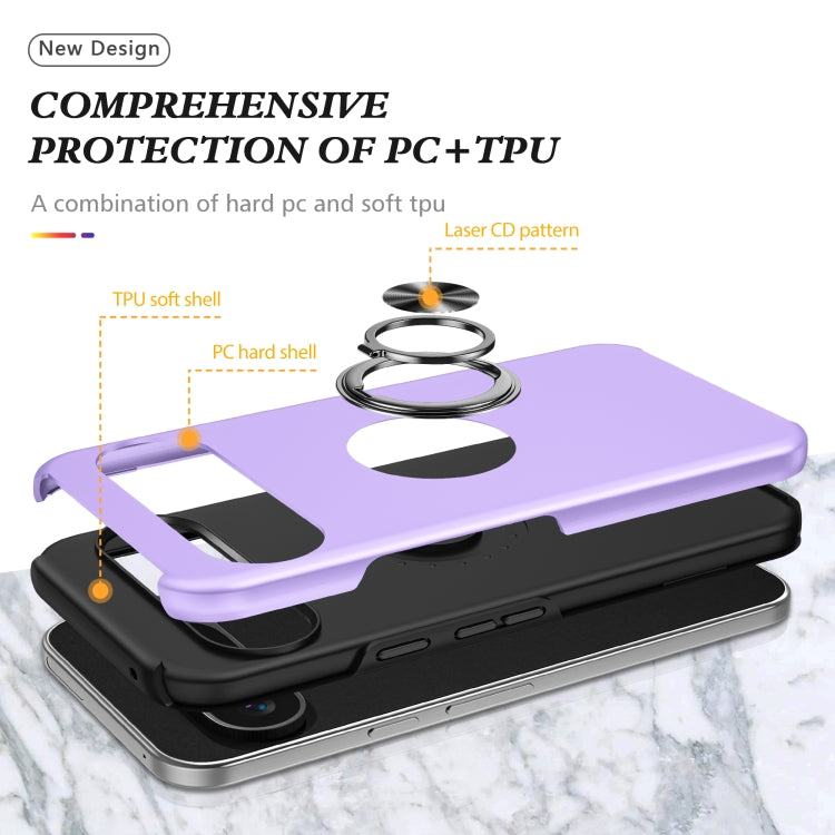 For Google Pixel 9 Pro PC + TPU Magnetic Phone Case with Invisible Ring Holder(Purple) by buy2fix