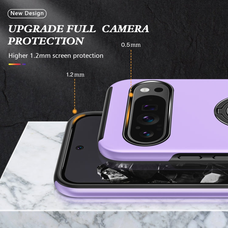 For Google Pixel 9 Pro PC + TPU Magnetic Phone Case with Invisible Ring Holder(Purple) by buy2fix