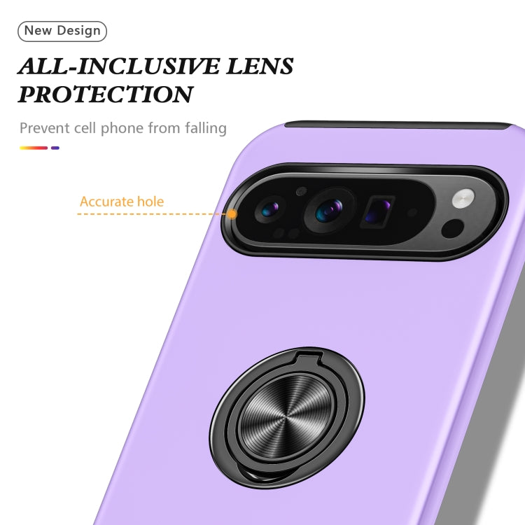 For Google Pixel 9 Pro PC + TPU Magnetic Phone Case with Invisible Ring Holder(Purple) by buy2fix